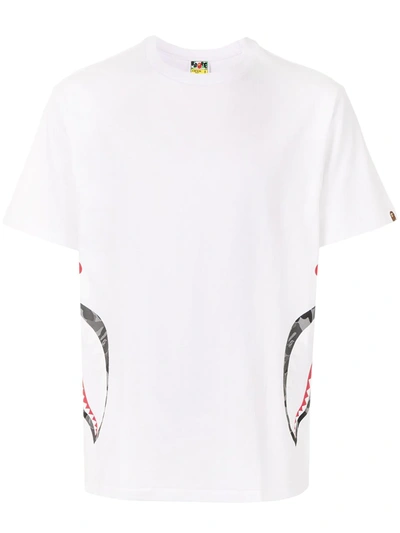 Shop A Bathing Ape Camouflage Shark Print Cotton T-shirt In White