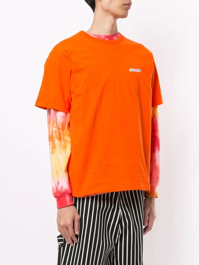 Shop A Bathing Ape Embroidered Logo Cotton T-shirt In Orange