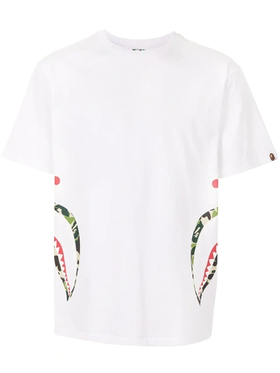 Shop A Bathing Ape Camouflage Shark Print Cotton T-shirt In White