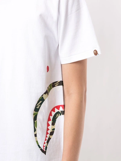 Shop A Bathing Ape Camouflage Shark Print Cotton T-shirt In White