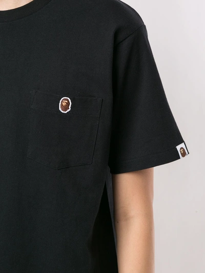 Shop A Bathing Ape Embroidered Ape Face Cotton T-shirt In Black