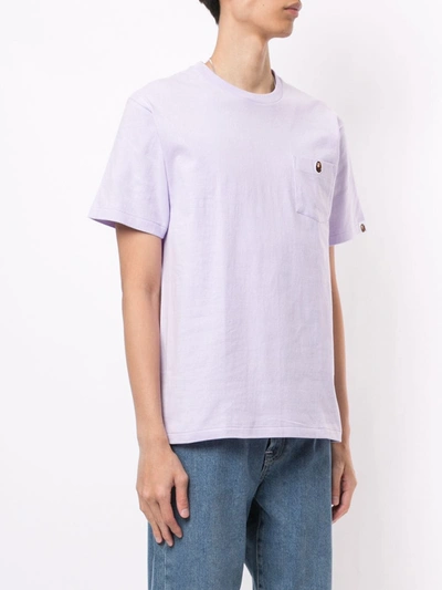 Shop A Bathing Ape Embroidered Ape Face Cotton T-shirt In Purple