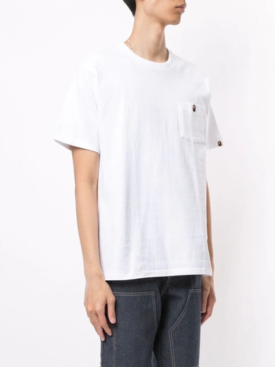 Shop A Bathing Ape Embroidered Ape Face Cotton T-shirt In White