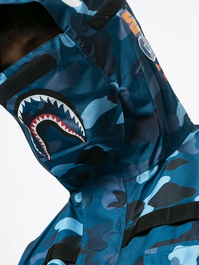 Shop A Bathing Ape Shark Multi-pocket Camouflage Jacket In Blue
