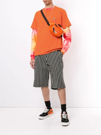 Shop A Bathing Ape Embroidered Ape Face Cotton T-shirt In Orange