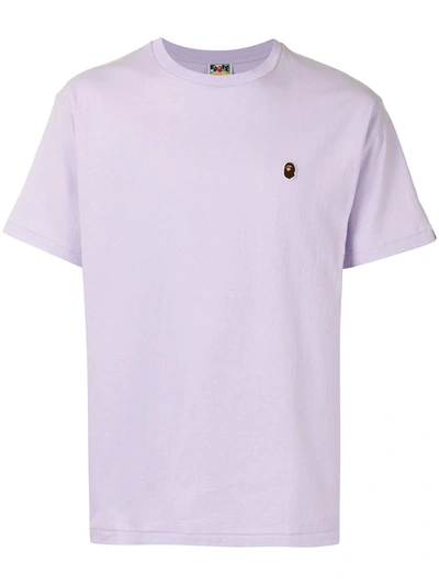 Shop A Bathing Ape Embroidered Ape Face Cotton T-shirt In Purple