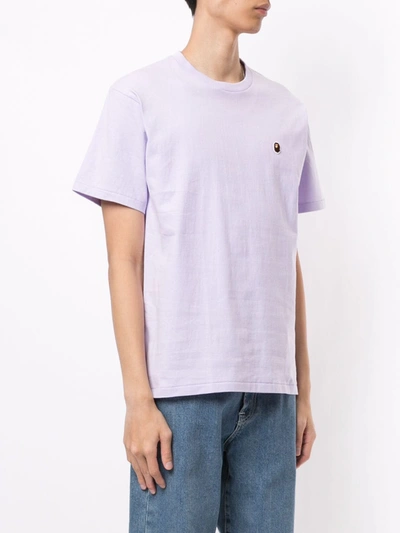 Shop A Bathing Ape Embroidered Ape Face Cotton T-shirt In Purple