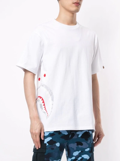 Shop A Bathing Ape Camo Side Shark Short Sleeve T-shirt In White