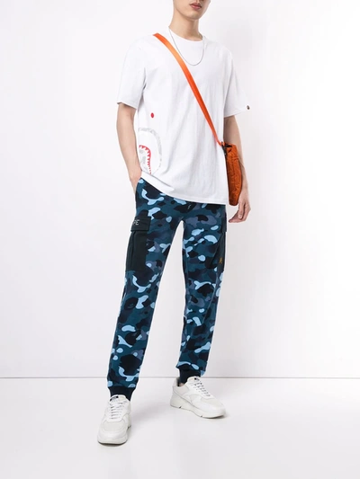 Shop A Bathing Ape Camouflage-print Cargo Track Pants In Blue