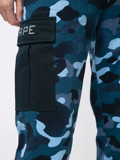 Shop A Bathing Ape Camouflage-print Cargo Track Pants In Blue