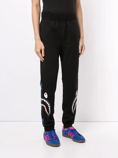 Shop A Bathing Ape Camouflage Print Shark Track Trousers In Black