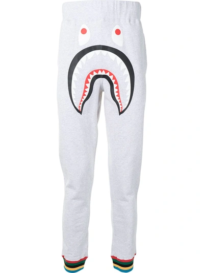 Shop A Bathing Ape Shark Print Track Trousers In Grey