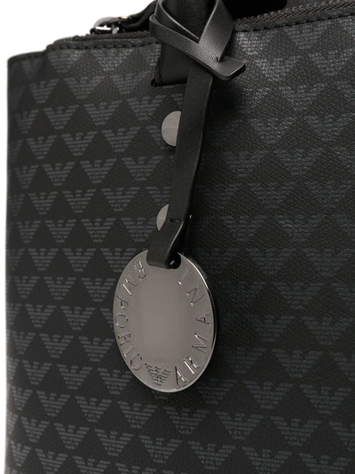 Shop Emporio Armani Monogram-print Tote Bag In Black