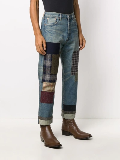 Shop Junya Watanabe Straight Leg Patchwork Jeans In Blue