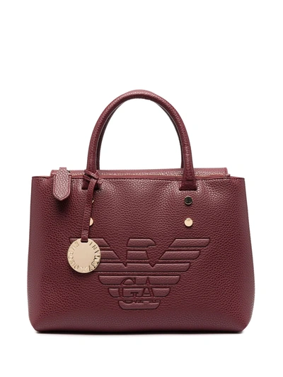 Shop Emporio Armani Logo-embossed Tote Bag In Red
