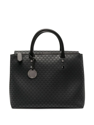 Shop Emporio Armani Logo-print Tote Bag In Black