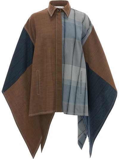 Shop Jw Anderson Patchwork Asymmetric Jacket In Brown