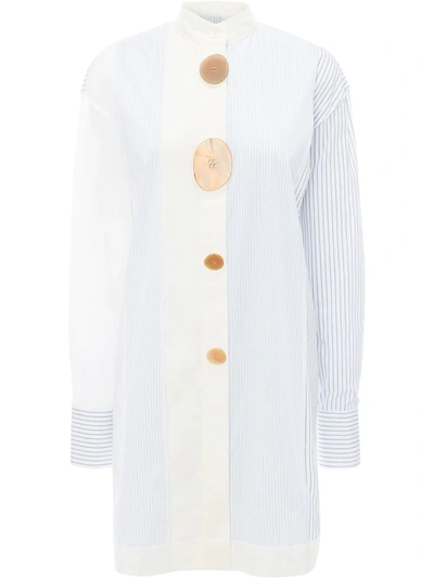 Shop Jw Anderson Multi-panel Striped Shirtdress In White