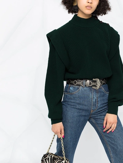 Shop Isabel Marant Peggy Mock-neck Jumper In Green