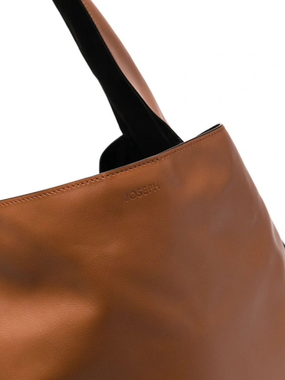 Shop Joseph Logo-embossed Slouch Tote Bag In Brown