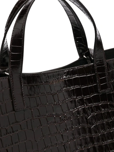 Shop Joseph Crocodile-effect Logo-debossed Tote Bag In Brown