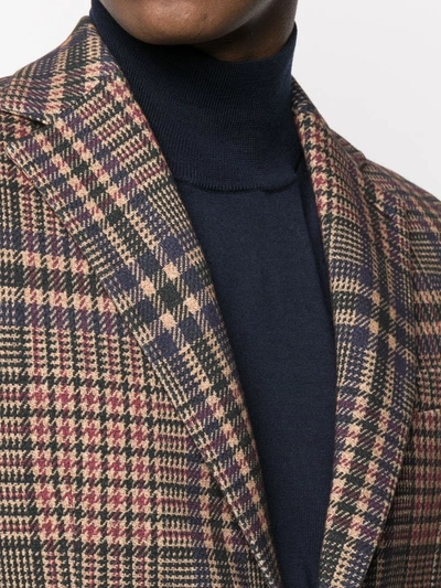 Shop Circolo 1901 Tartan Single-breasted Blazer In Brown