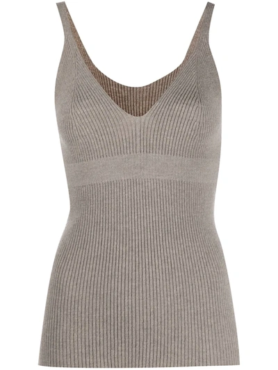 Shop Ami Amalia Knitted Wool Vest In Neutrals
