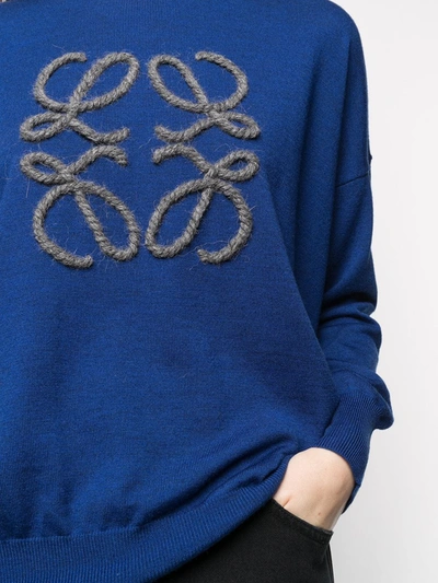 Shop Loewe Logo-embroidered Jumper In Blue