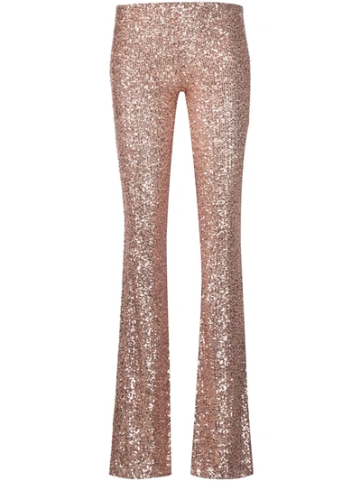 Shop Alchemy Sequin-embellished Flared Trousers In Pink