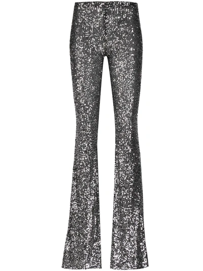 Shop Alchemy Sequin-embellished Flared Trousers In Silver