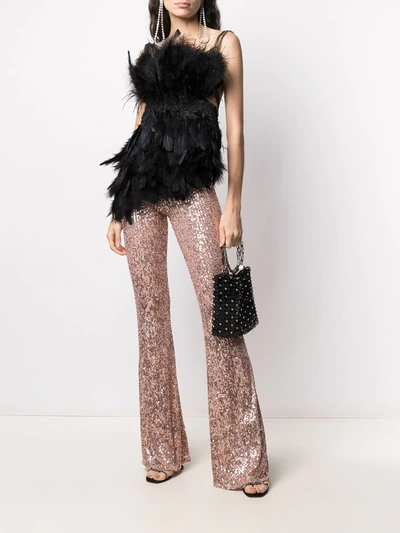 Shop Alchemy Sequin-embellished Flared Trousers In Pink