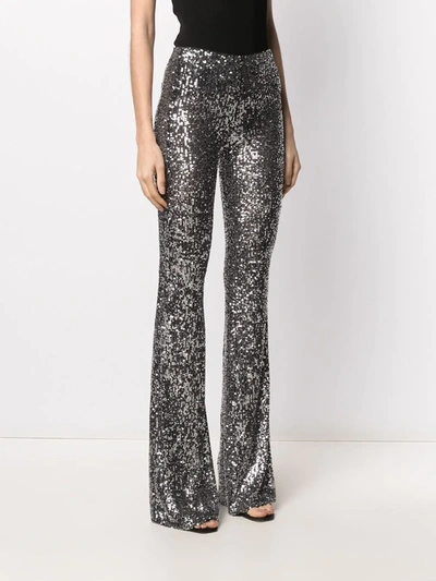 Shop Alchemy Sequin-embellished Flared Trousers In Silver