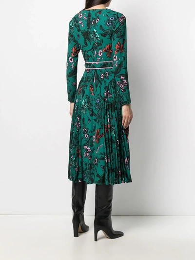 Shop Diane Von Furstenberg Floral-print Wrap Midi Dress In Green