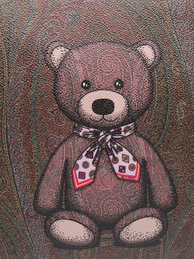 Shop Etro Teddy Bear Paisley Clutch In Brown