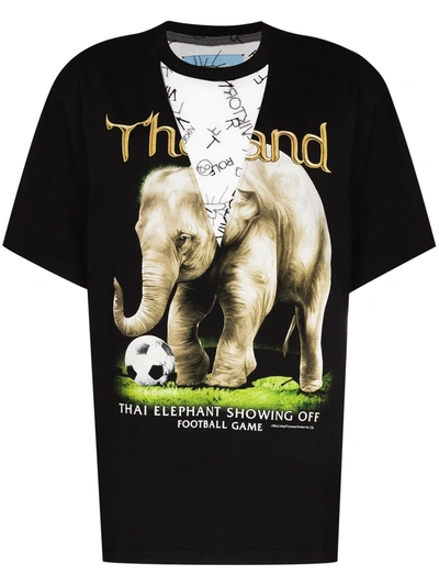Shop Viktor & Rolf Vintage Elephant Print T-shirt In Black
