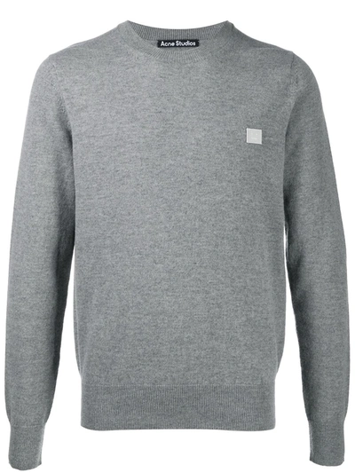 Shop Acne Studios Face Patch Wool Jumper In Grey