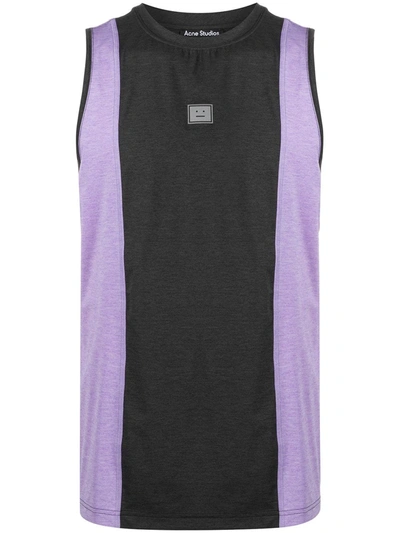 Shop Acne Studios Face Patch Panelled Tank Top In Grey