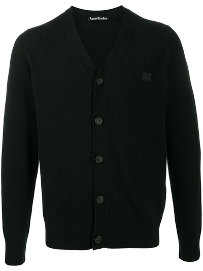 Shop Acne Studios Face Patch Wool Cardigan In Black