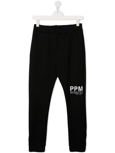 Shop Paolo Pecora Teen Graphic Print Track Pants In Black