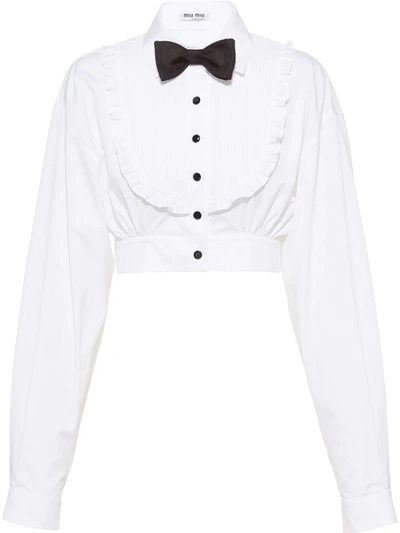 Shop Miu Miu Bow-detail Blouse In White