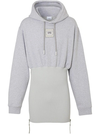 Shop Burberry Reconstructed Cotton Hoodie In Grey