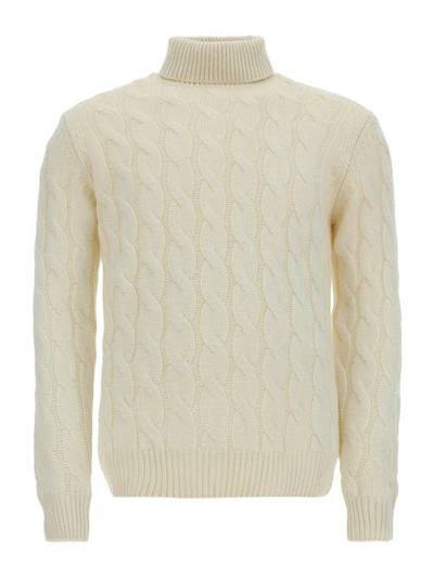 Shop Lardini Turtleneck Cashmere Sweater In Cream