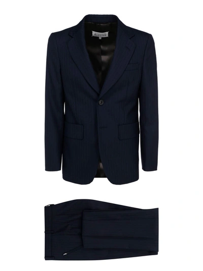 Shop Maison Margiela Pinstripe Cotton Suit In Blue