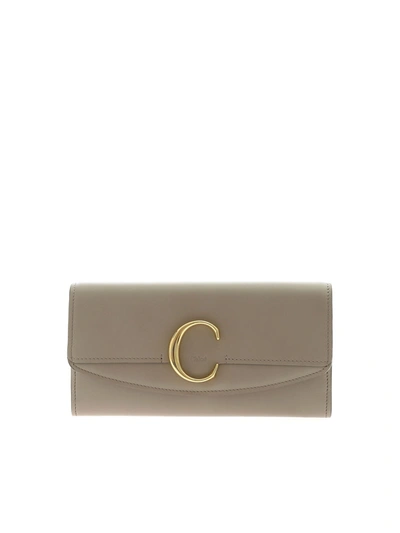 Shop Chloé Flap Wallet In Motty Gray Color In Grey