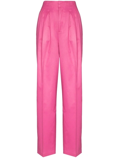 Shop Rotate Birger Christensen Janis High-waist Trousers In Pink