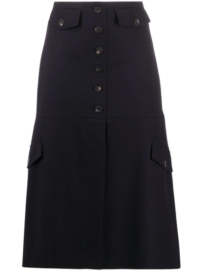 Shop Victoria Beckham Buttoned A-line Skirt In Blue