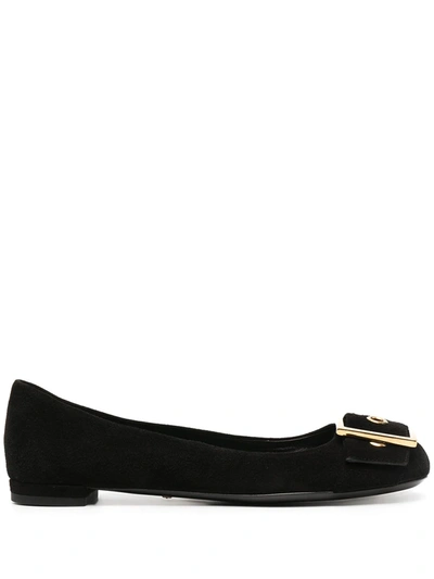 Shop Gucci Buckle Ballet Flats In 黑色