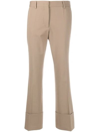 Shop Alberto Biani Mid-rise Flared Trousers In Brown