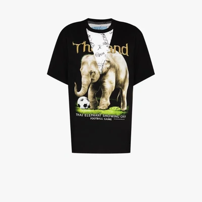 Shop Viktor & Rolf Vintage Elephant Print T-shirt In Black