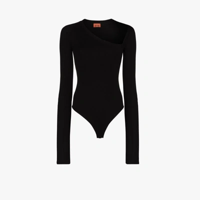 Shop Alix Nyc Stratton Asymmetric Long Sleeve Bodysuit In Black